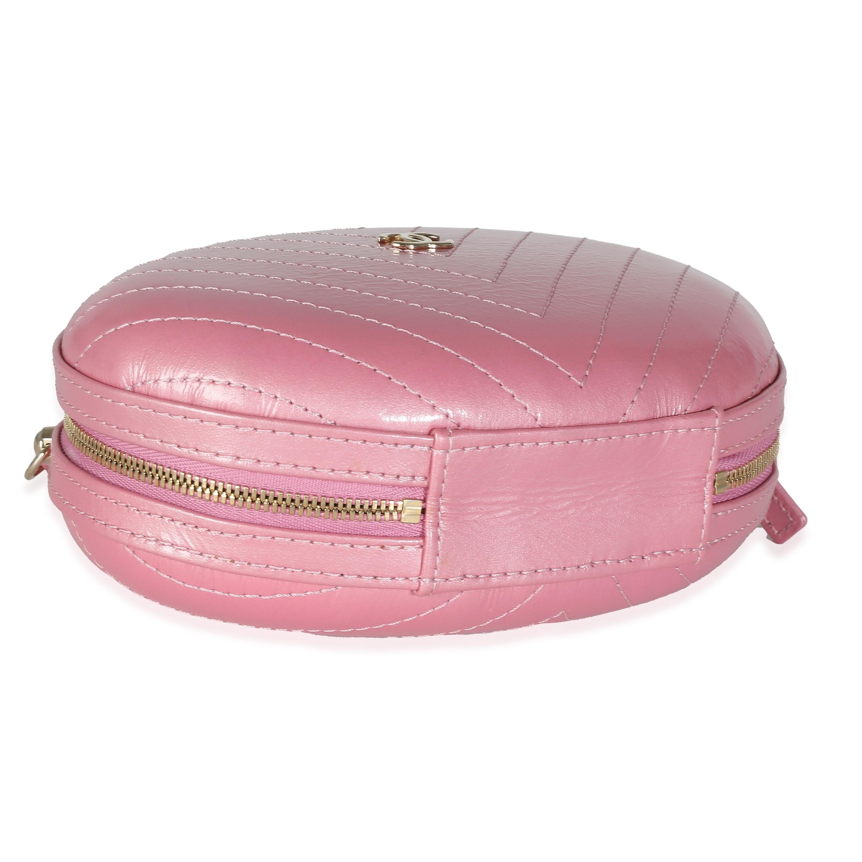 Chanel Pink Chevron Calfskin Evening Clutch With Chain 2