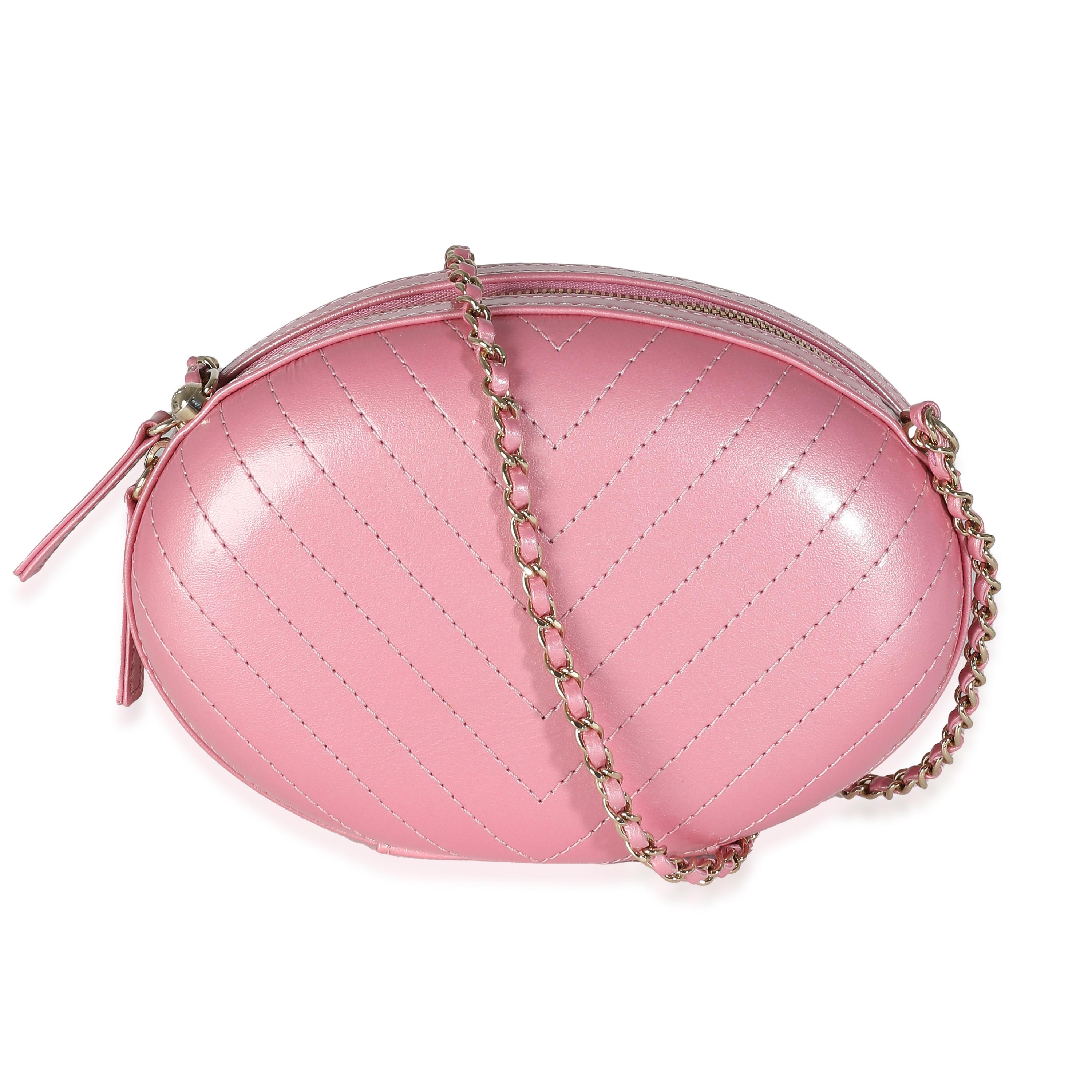 Chanel Pink Chevron Calfskin Evening Clutch With Chain 3