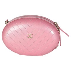 Chanel Pink Chevron Calfskin Evening Clutch With Chain