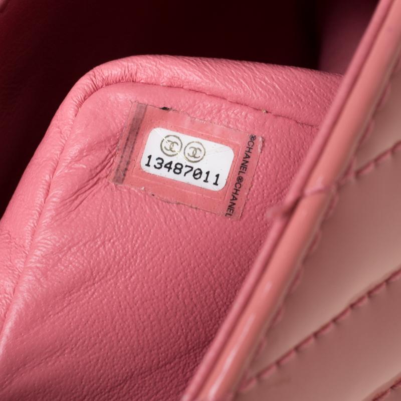 Chanel Pink Chevron Patent Leather Maxi Classic Single Flap Bag 1