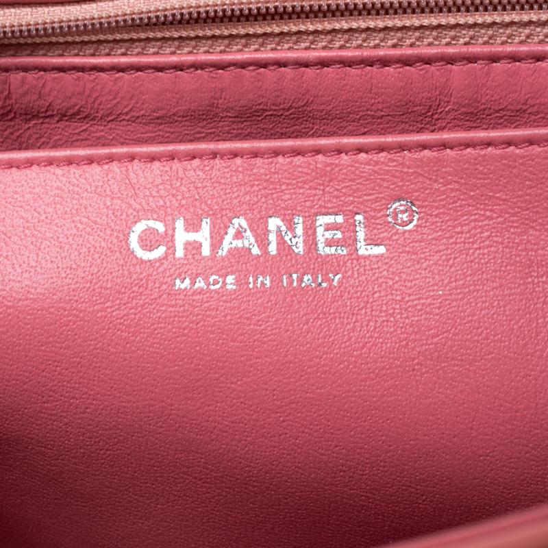 Chanel Pink Chevron Patent Leather Maxi Classic Single Flap Bag 2