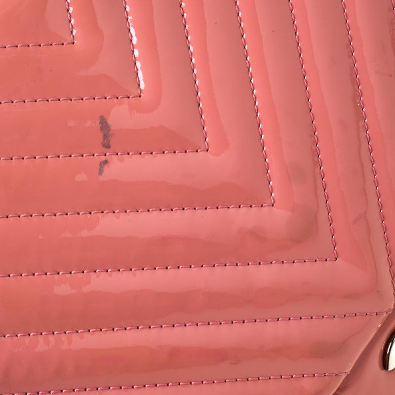 Chanel Pink Chevron Patent Leather Maxi Classic Single Flap Bag 4