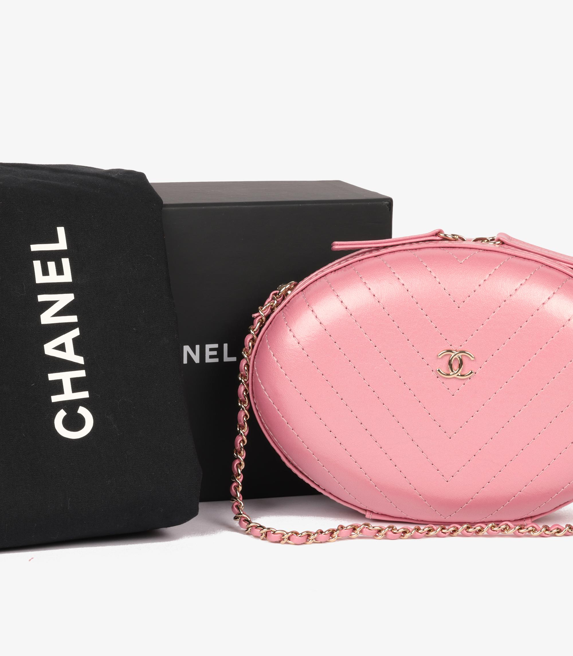 Chanel Pink Chevron Quilted Shiny Calfskin Leather La Pausa Classic Evening Bag For Sale 8