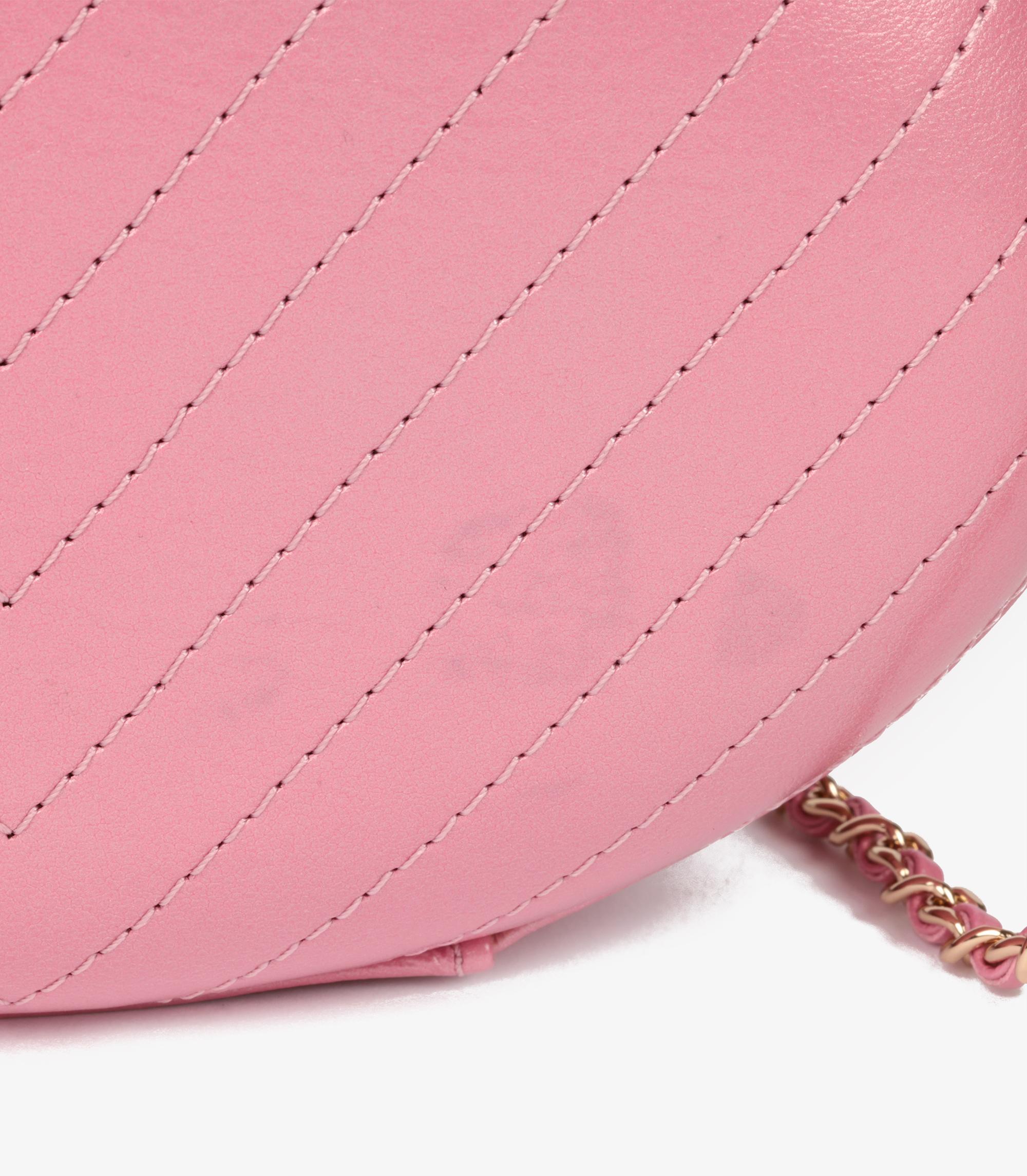 Chanel Pink Chevron Quilted Shiny Calfskin Leather La Pausa Classic Evening Bag in vendita 1