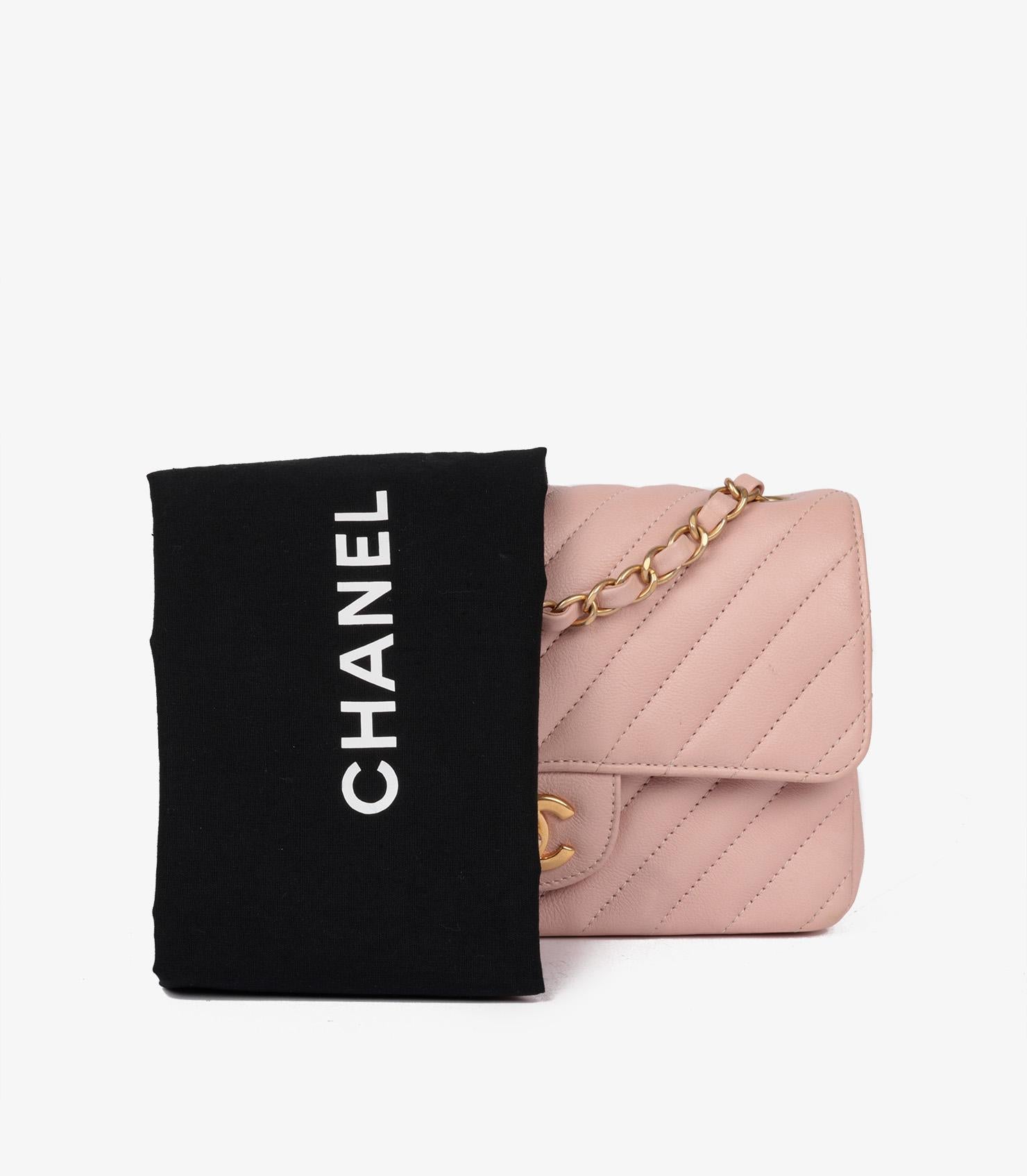 Chanel Pink Chevron Quilted Washed Caviar Leather Rectangular Mini Flap Bag 6