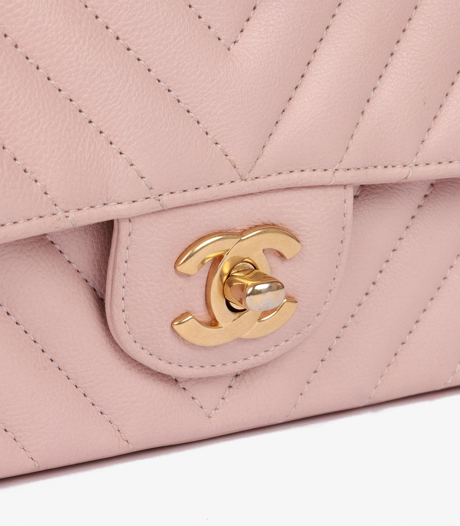 Chanel Pink Chevron Quilted Washed Caviar Leather Rectangular Mini Flap Bag 2