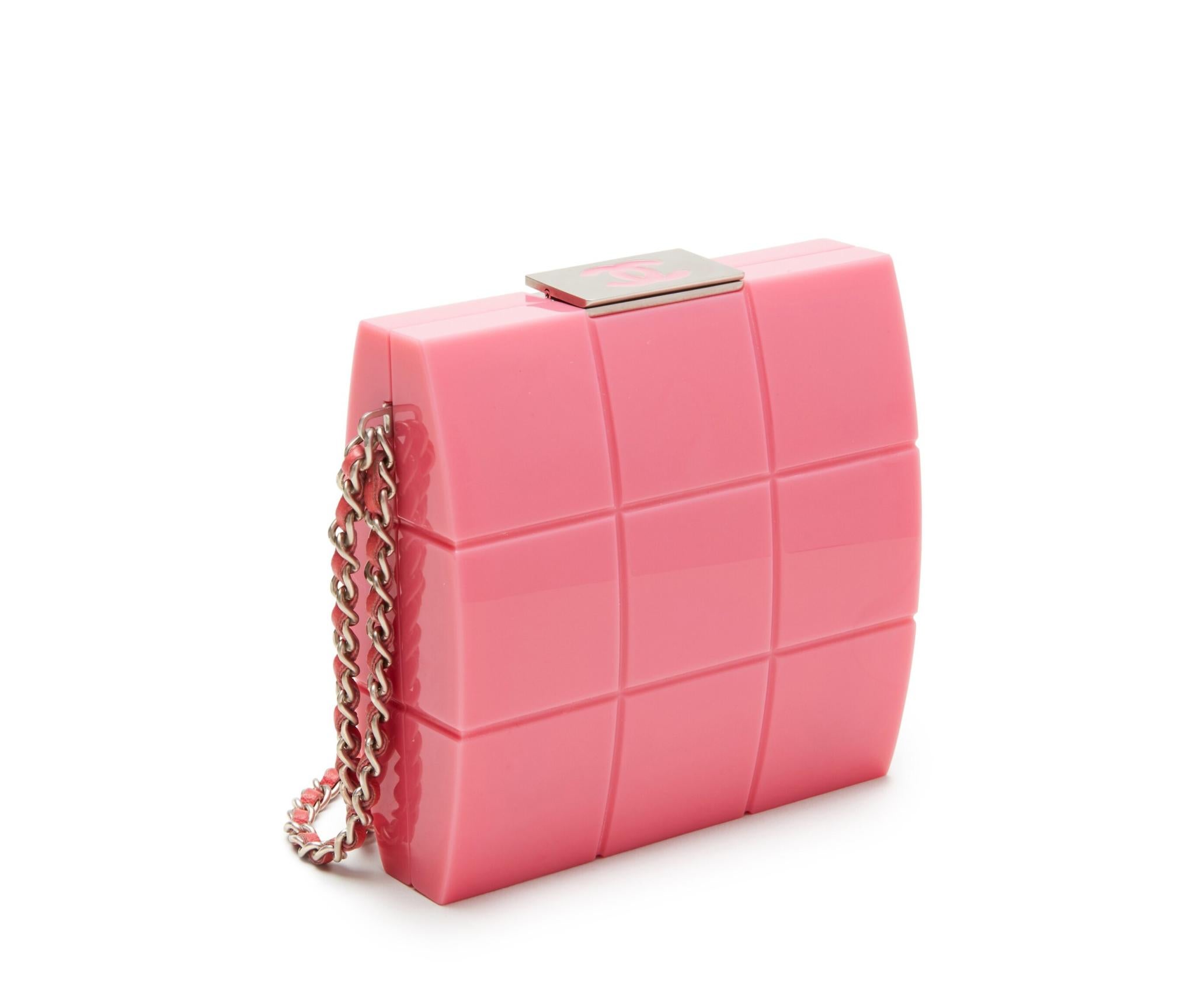 Chanel Pink Choco Bar Minaudière Clutch Bag 2002 In Excellent Condition For Sale In London, GB