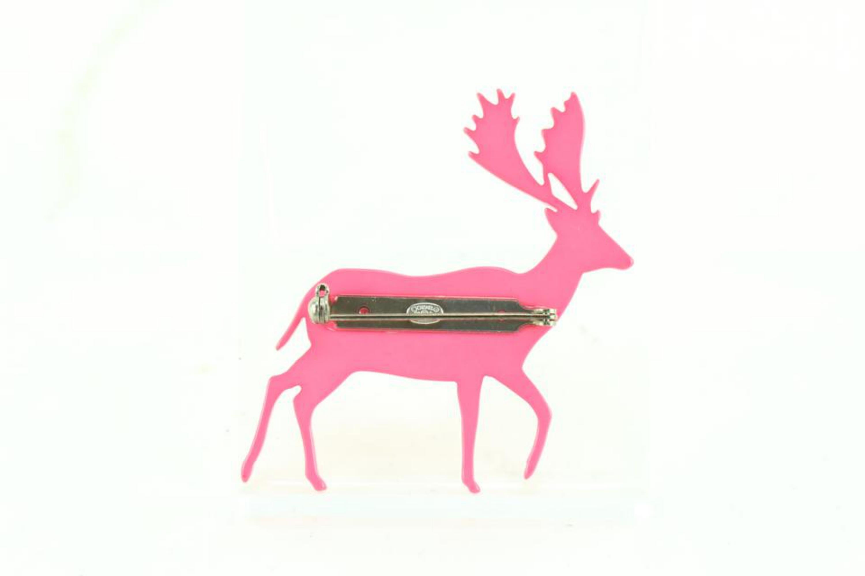 Chanel Pink Christmas Holiday CC Multicolor Reindeer Deer Brooch Pin 21cz76s For Sale 4