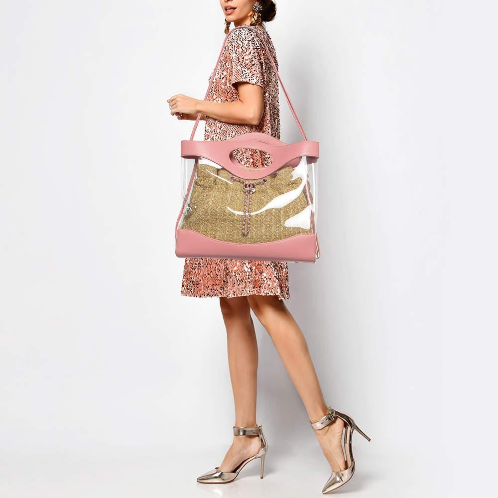 Chanel Pink/Clear PVC and Leather 31 Shopping Bag In Excellent Condition In Dubai, Al Qouz 2