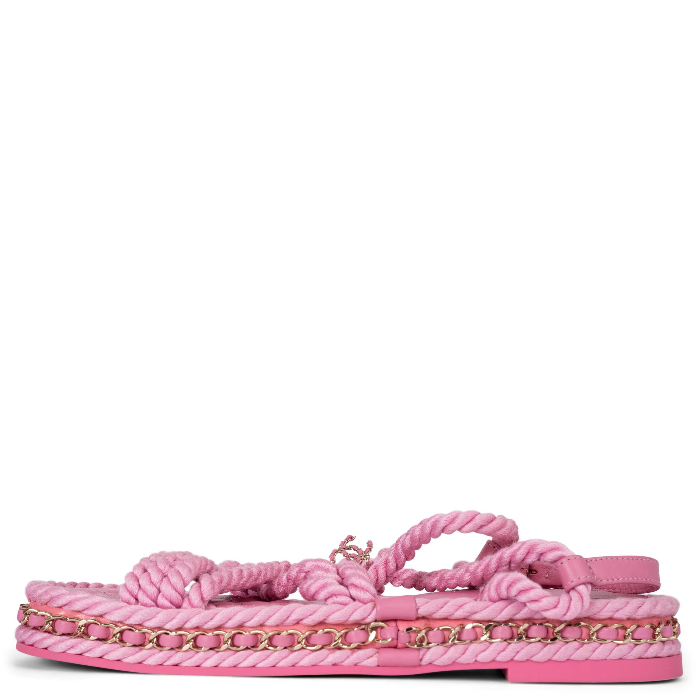Pink CHANEL pink cord 22C DUBAI ROPE Shoes 38 For Sale