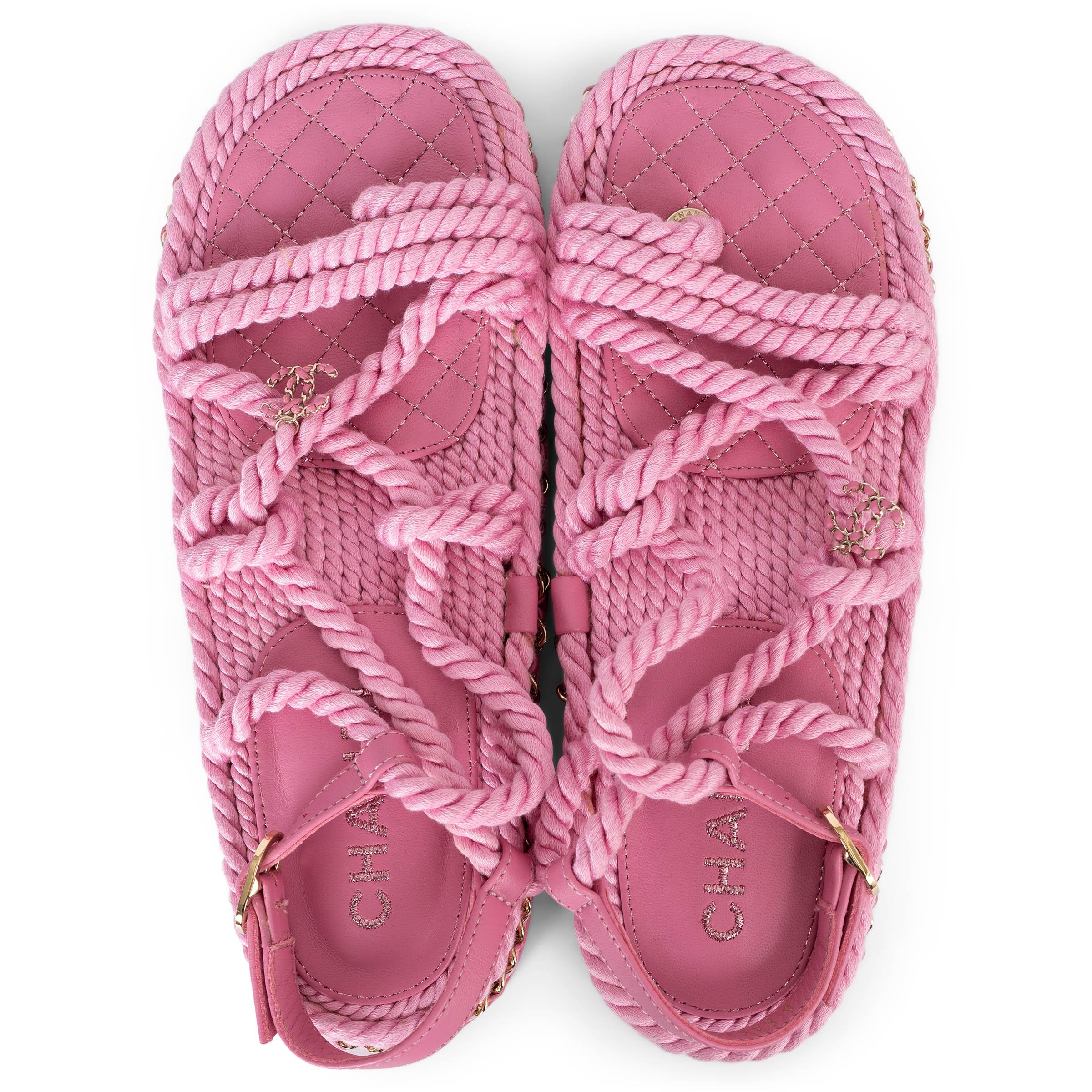 CHANEL pink cord 22C DUBAI ROPE Shoes 38 For Sale 1