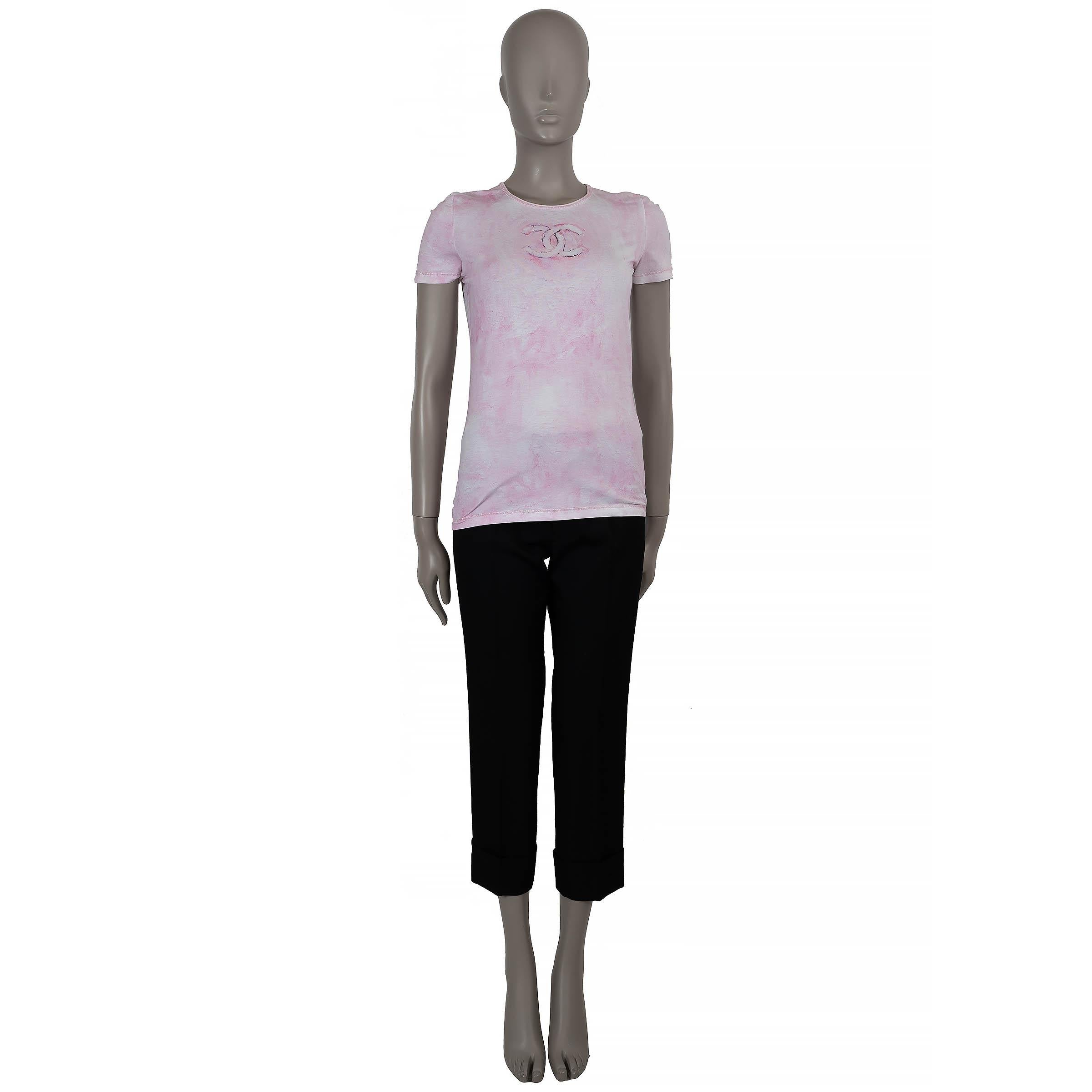 CHANEL rosa Baumwolle 09C LOS ANGELES TIE-DYE T-Shirt Shirt 36 XS für Damen oder Herren im Angebot