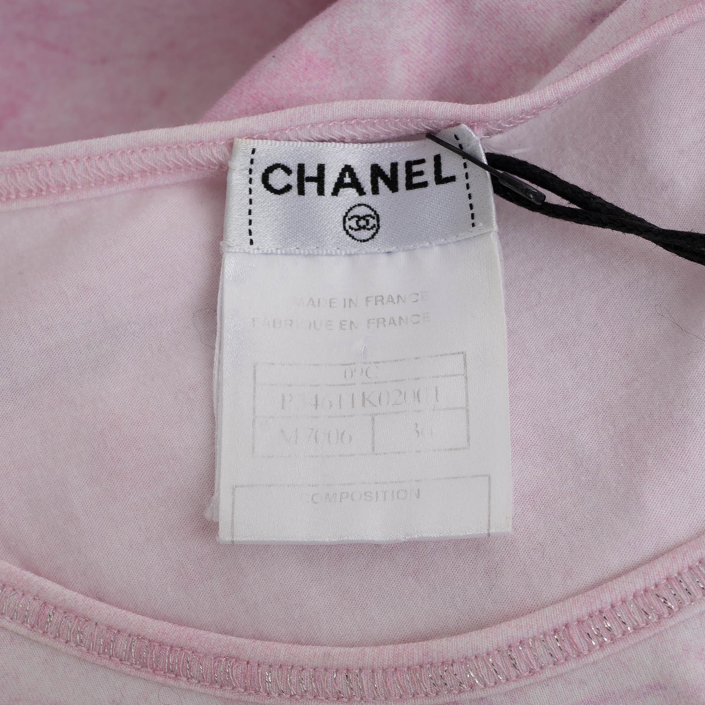 CHANEL rosa Baumwolle 09C LOS ANGELES TIE-DYE T-Shirt Shirt 36 XS im Angebot 2