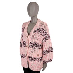 CHANEL pink cotton 20S OVERSIZED CHUNKY KNIT Jacket 38 S