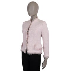 CHANEL pink cotton blend 04C FRINGE TRIM TWEED Jacket M