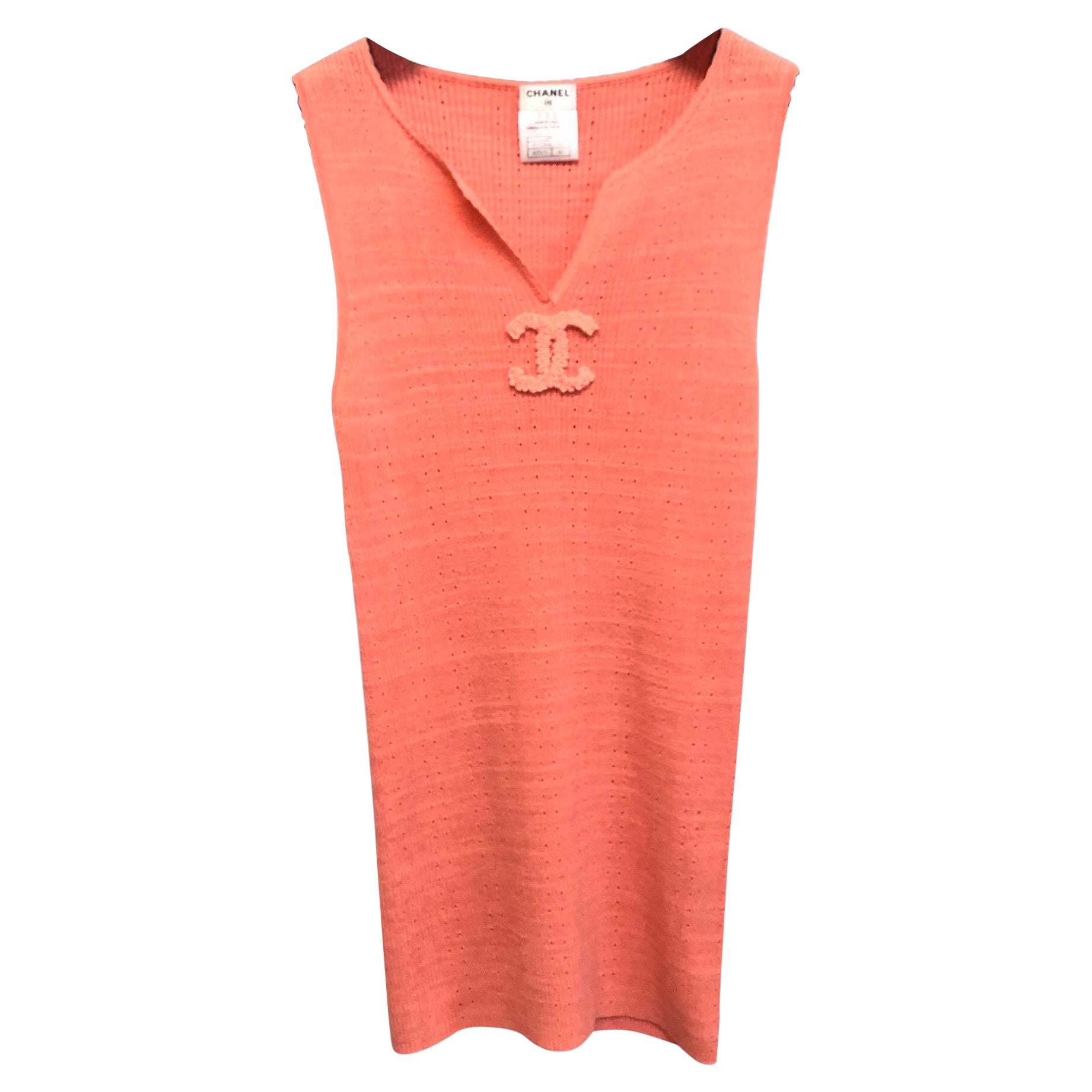 Chanel pink cotton CC logo tank