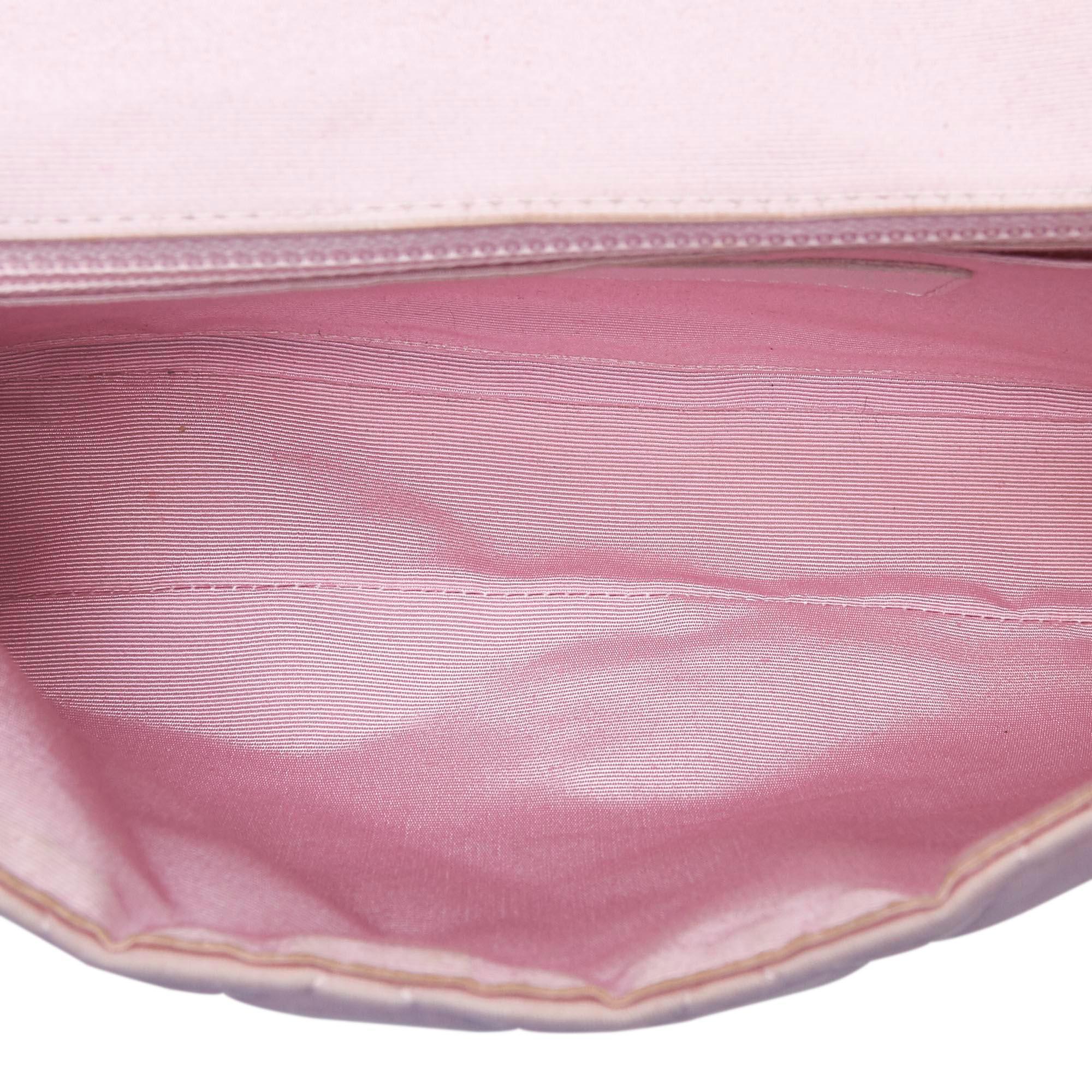 Gray Chanel Pink Cotton Fabric CC Heart Printed Medium Flap Bag France