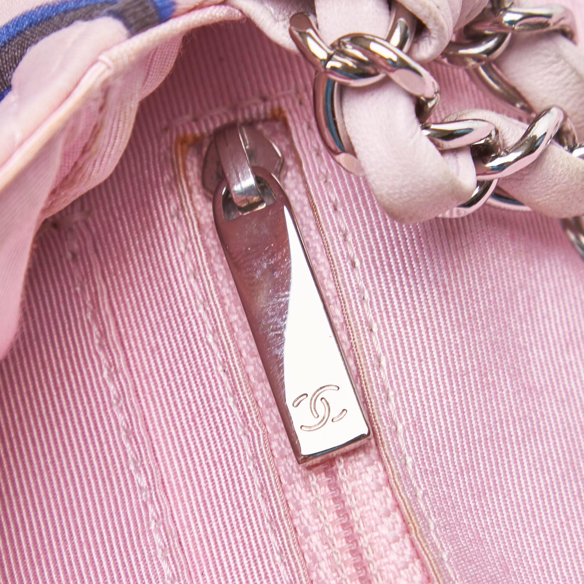 Chanel Pink Cotton Fabric CC Heart Printed Medium Flap Bag France 2
