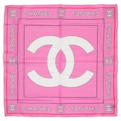 Chanel Pink Cotton Logo Small Scarf