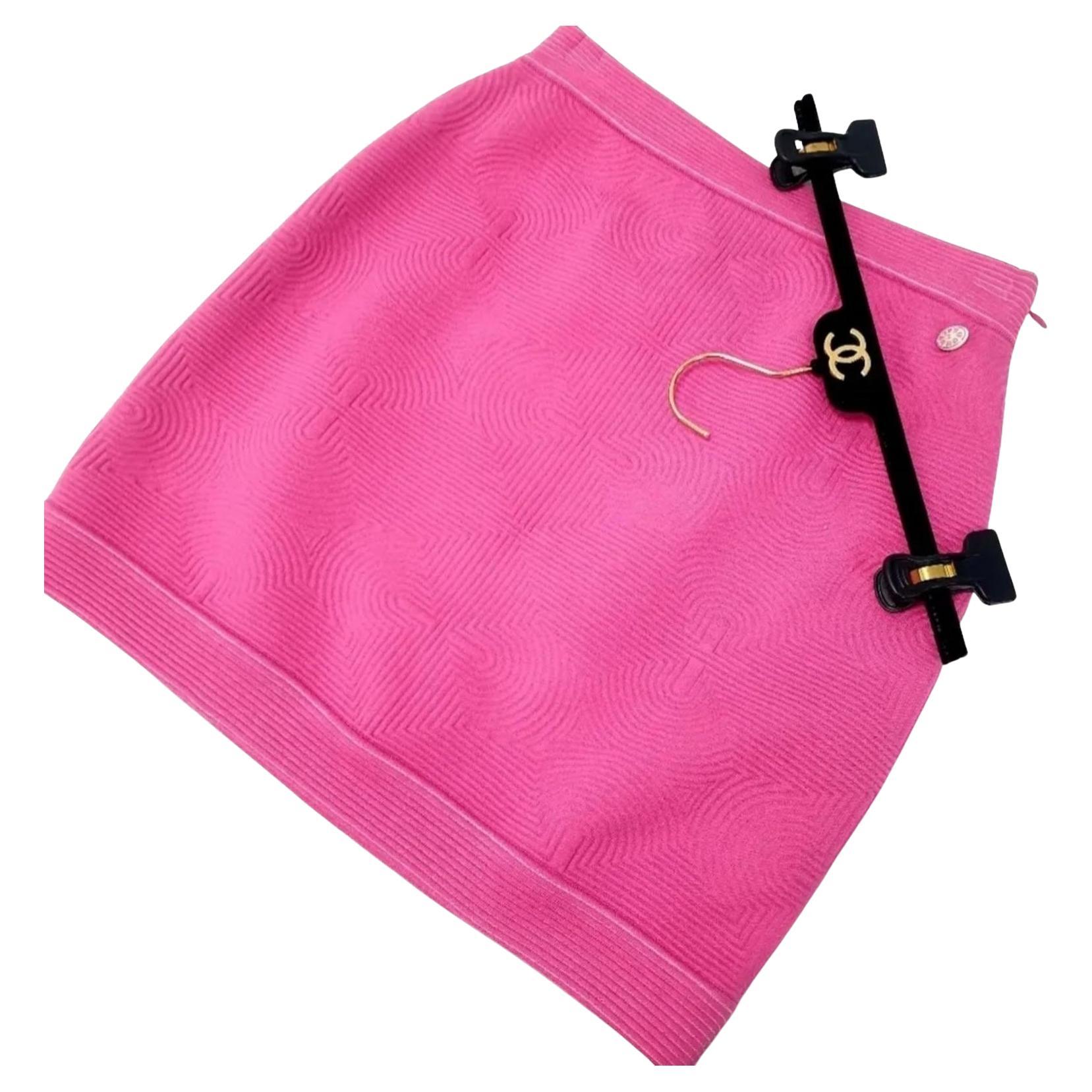 Chanel Rosa Baumwolle Mini-Rock sz.40
