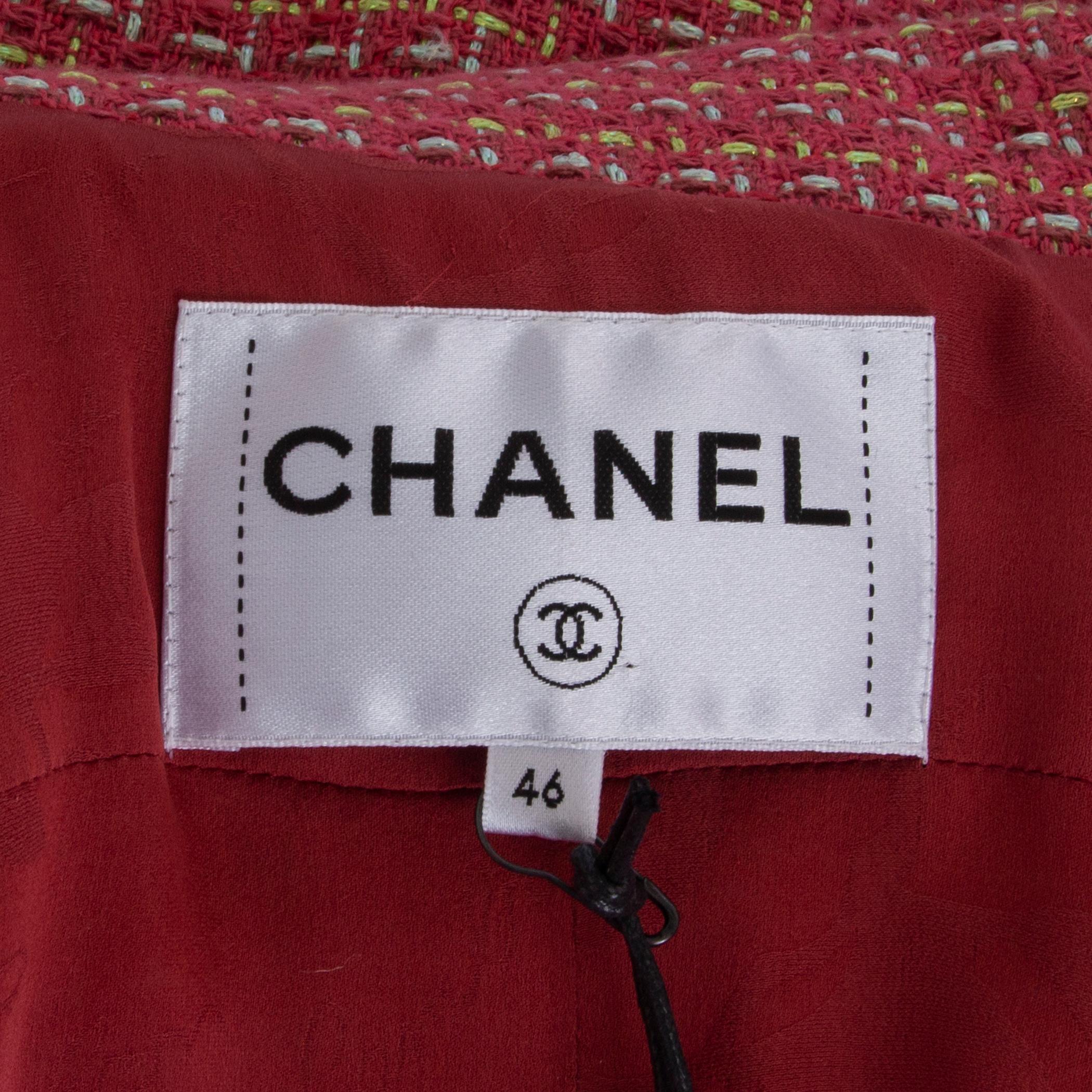 Orange CHANEL pink cotton Tweed Blazer Jacket 46 XXL