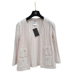 Chanel Pink Cradigan Pearl Logo Button Sweater