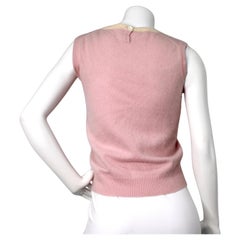 Chanel Pink & Cream Cashmere Sleeveless Knit Shirt circa 1998