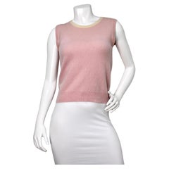 Chanel Pink & Cream Cashmere Sleeveless Knit Shirt circa 1998