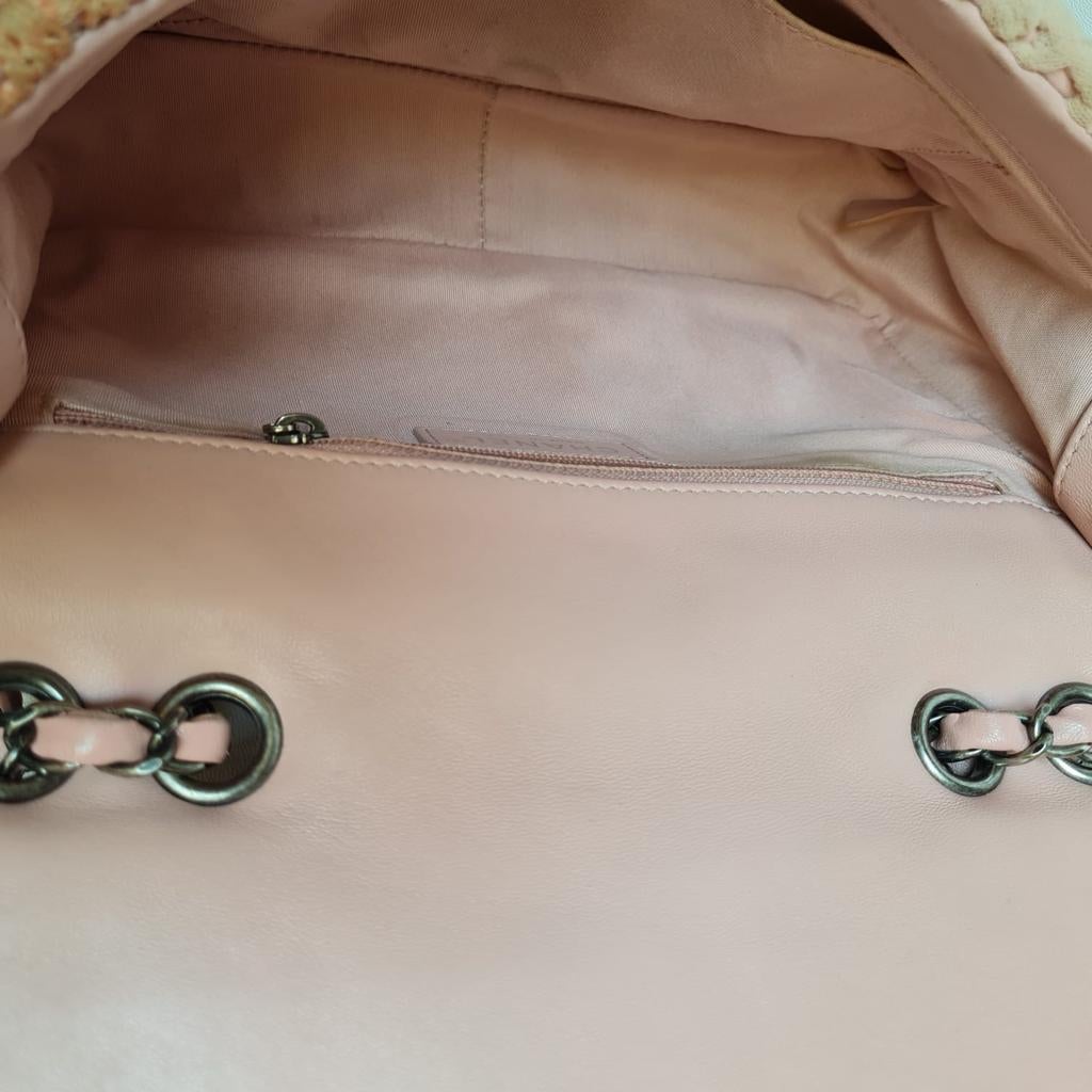 Chanel Pink Crochet Medium Flap Bag 6
