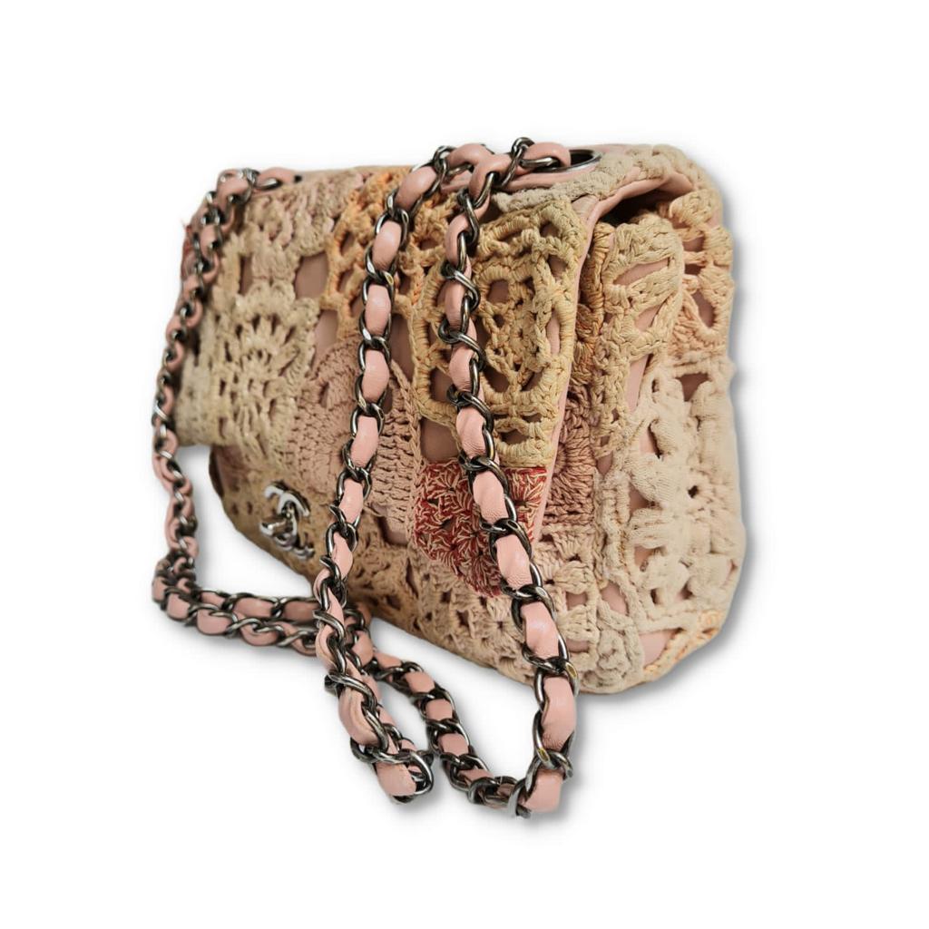 Chanel Pink Crochet Medium Flap Bag 1