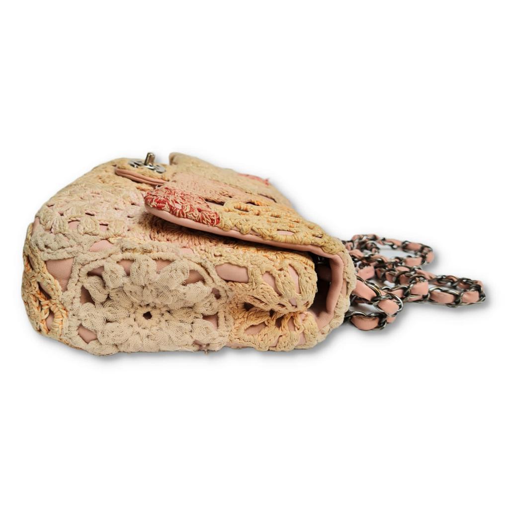 Chanel Pink Crochet Medium Flap Bag 3