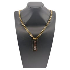 Chanel Pink Crystal "COCO" Gold Tag Vintage Necklace