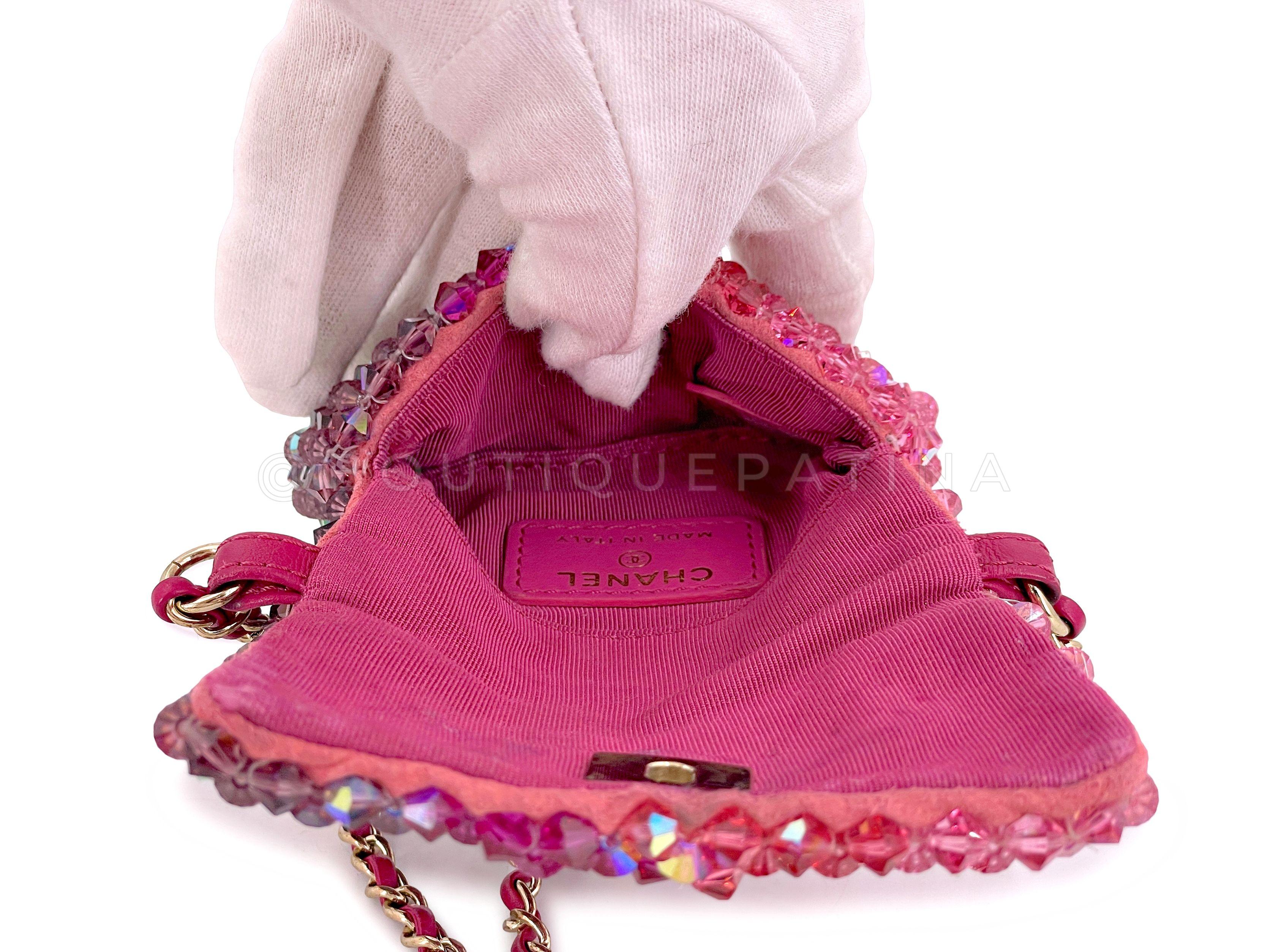 Chanel Pink Crystal Iridescent Rainbow Micro Mini Crossbody Flap Bag 67187 6