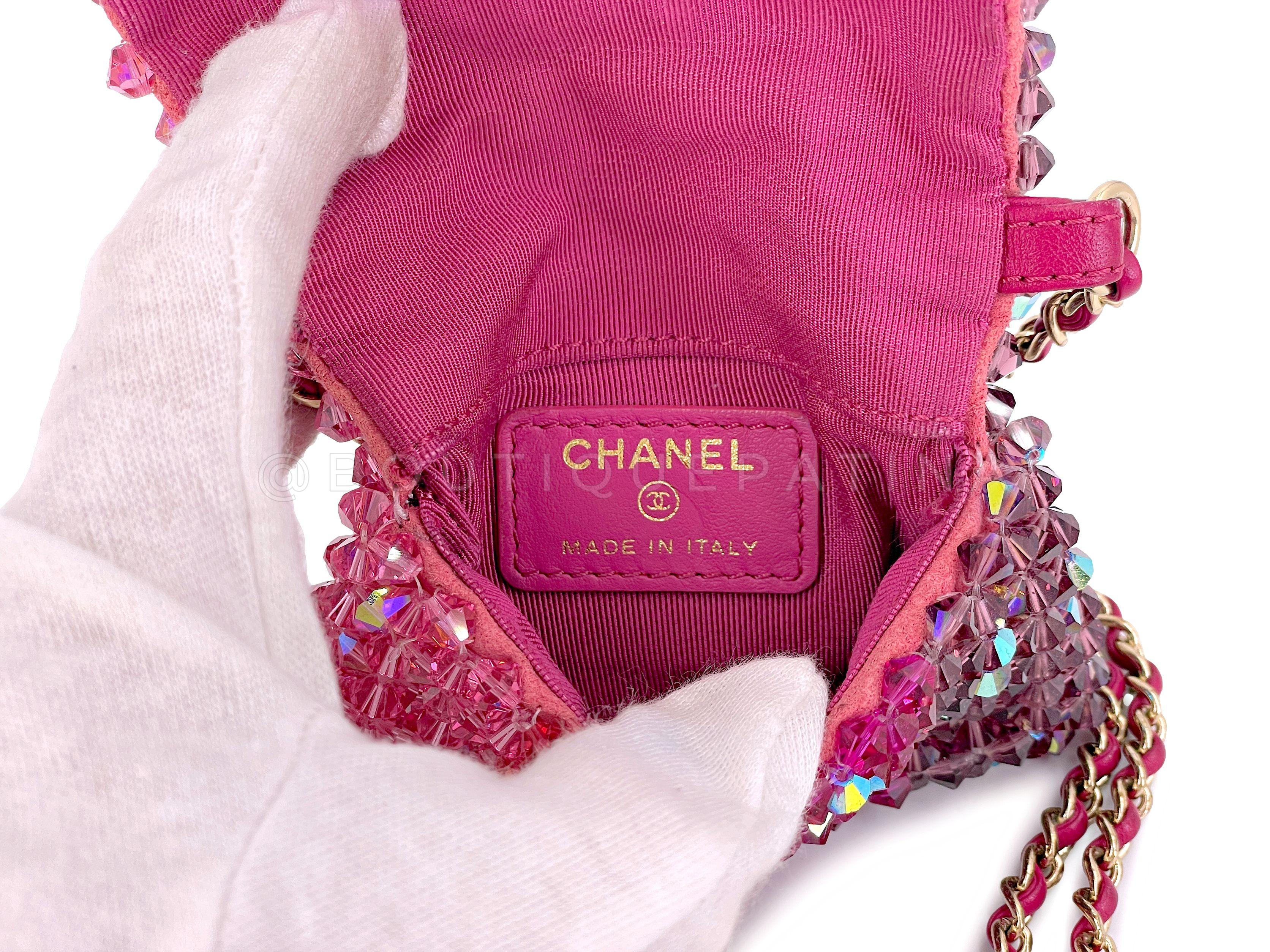 Chanel Pink Crystal Iridescent Rainbow Micro Mini Crossbody Flap Bag 67187 7