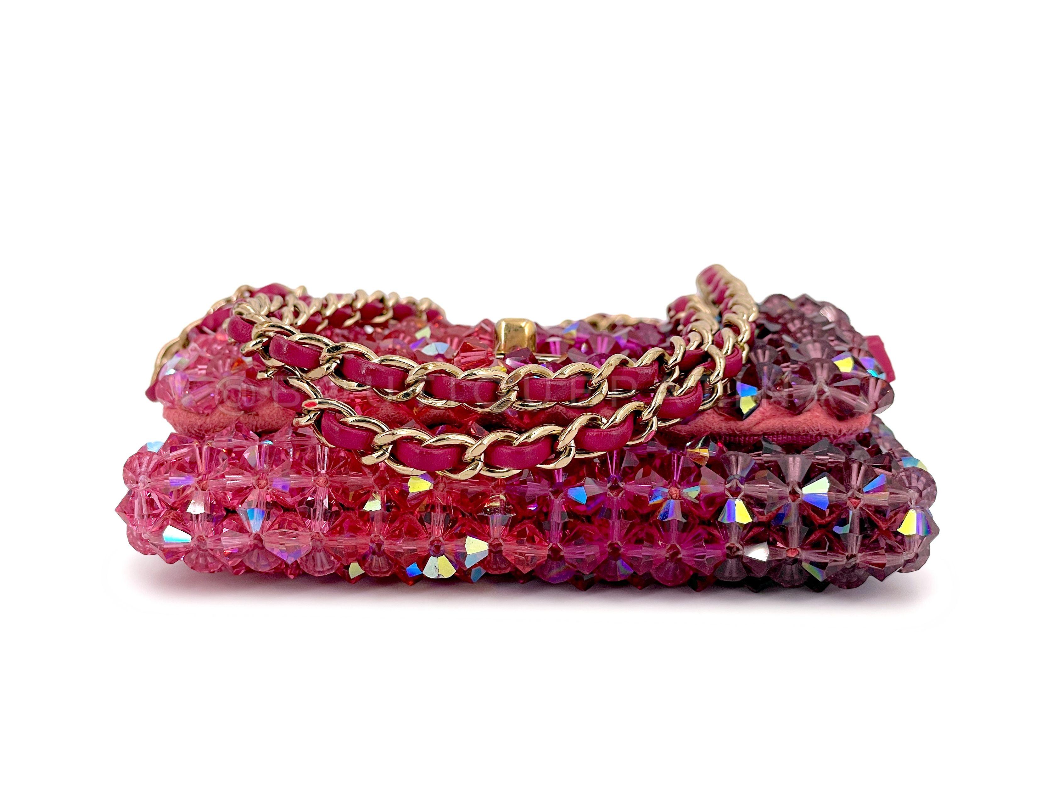 Chanel Pink Crystal Iridescent Rainbow Micro Mini Crossbody Flap Bag 67187 2