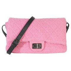 Chanel Pink Easy Tweed Jumbo Reissue Messenger Flap