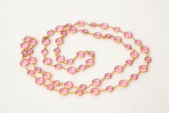Chanel Pink Faceted Crystal Sautoir Necklace Vintage