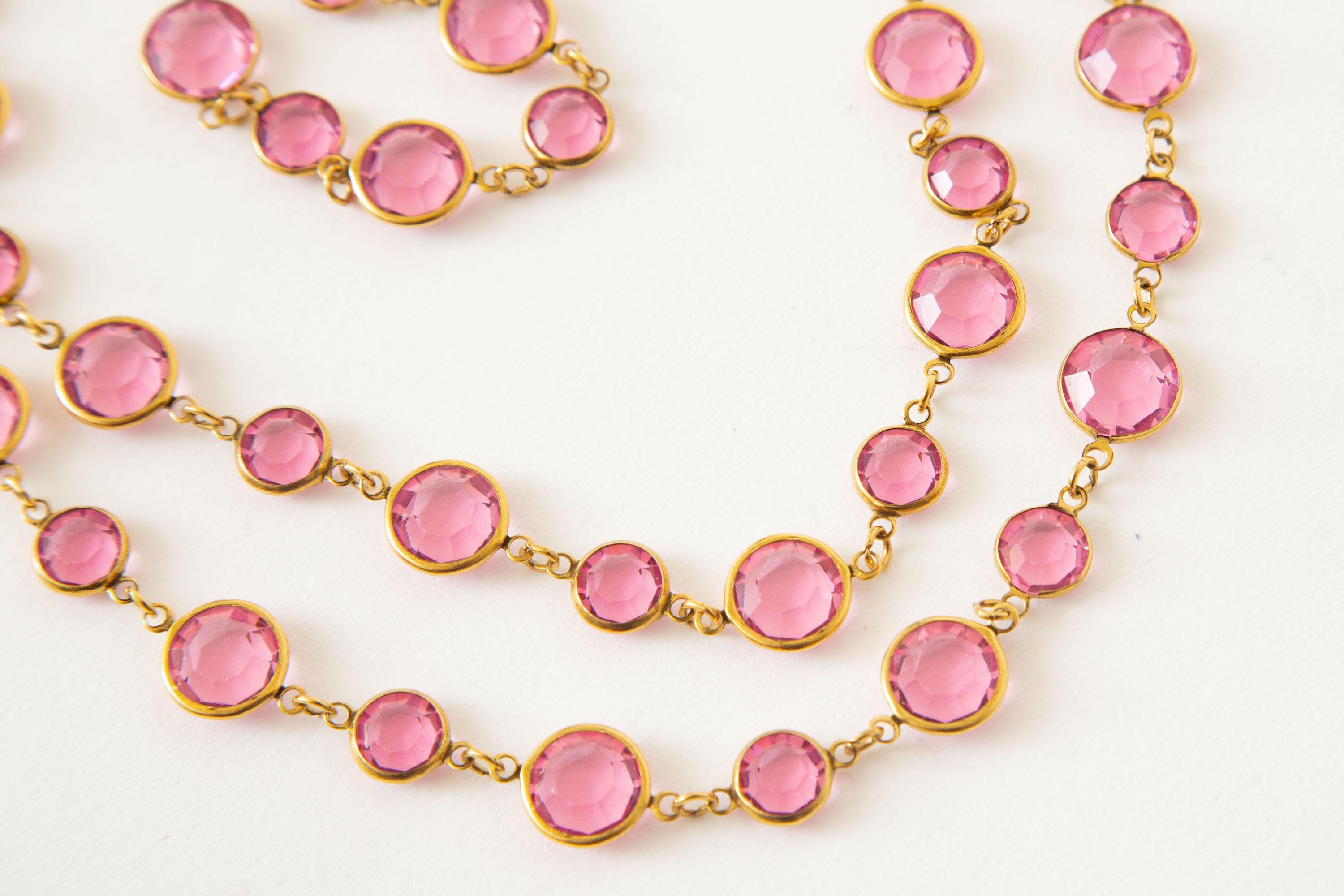 vintage pink crystal necklace