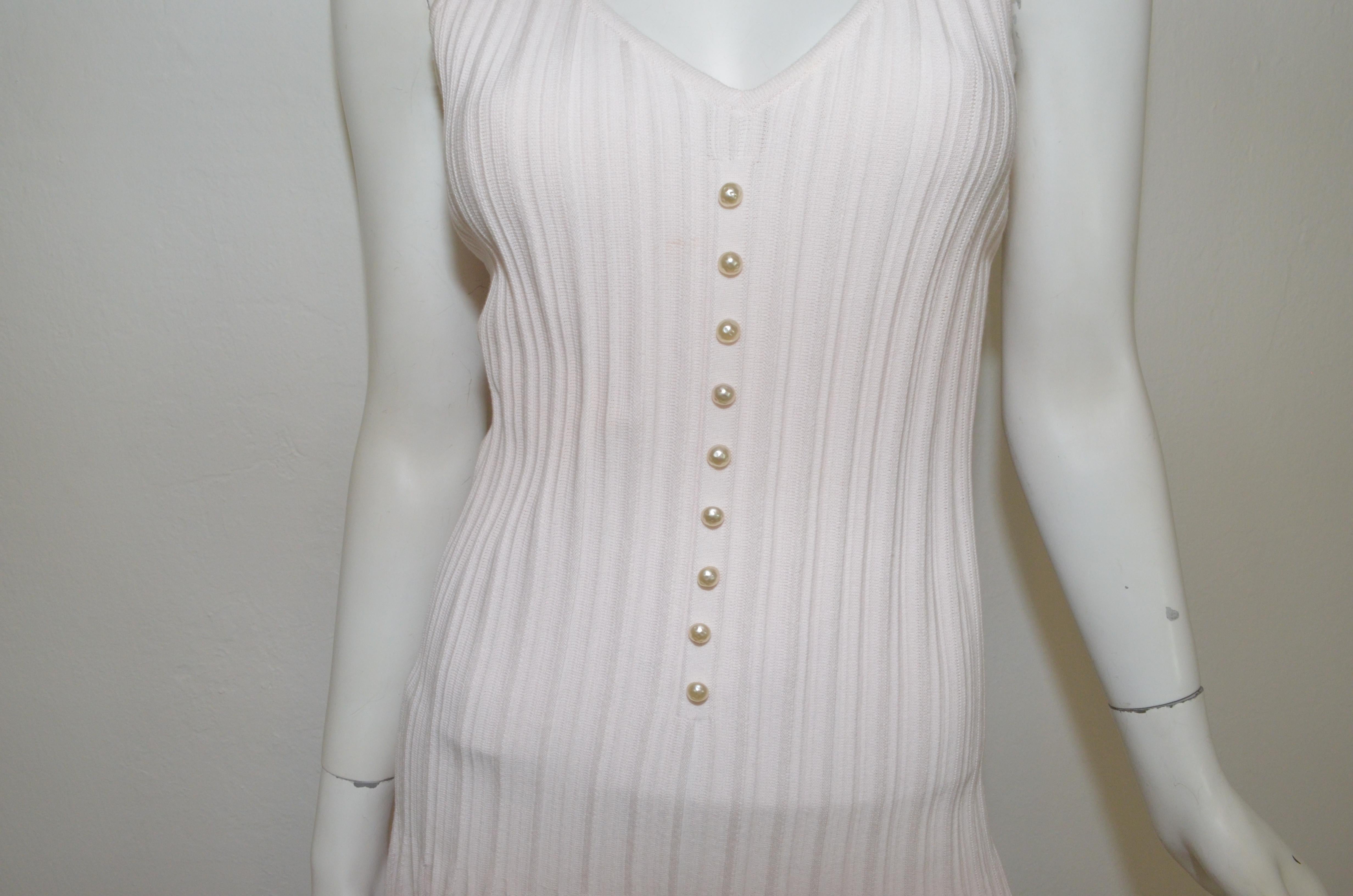Women's Chanel Pink Fit & Flare Dress with Pearls
