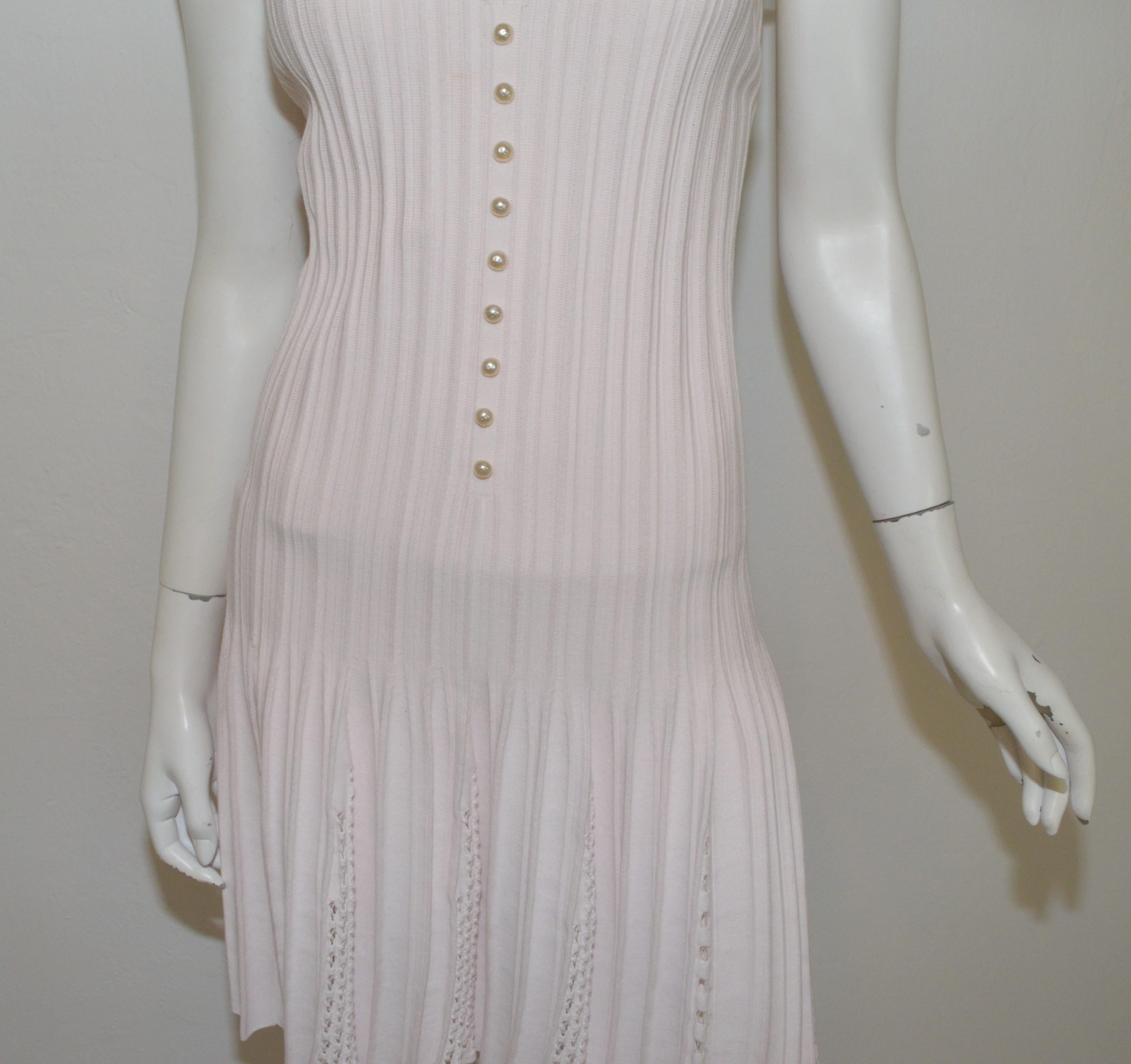 Chanel Pink Fit & Flare Dress with Pearls 1