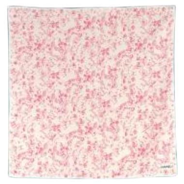 Chanel Pink Floral Brush Print Silk Scarf For Sale