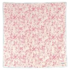 Chanel Pink Floral Brush Print Silk Scarf