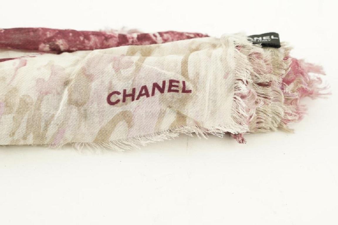Women's Chanel Pink Floral CC Logo Shawl Scarf Wrap 749ccs325