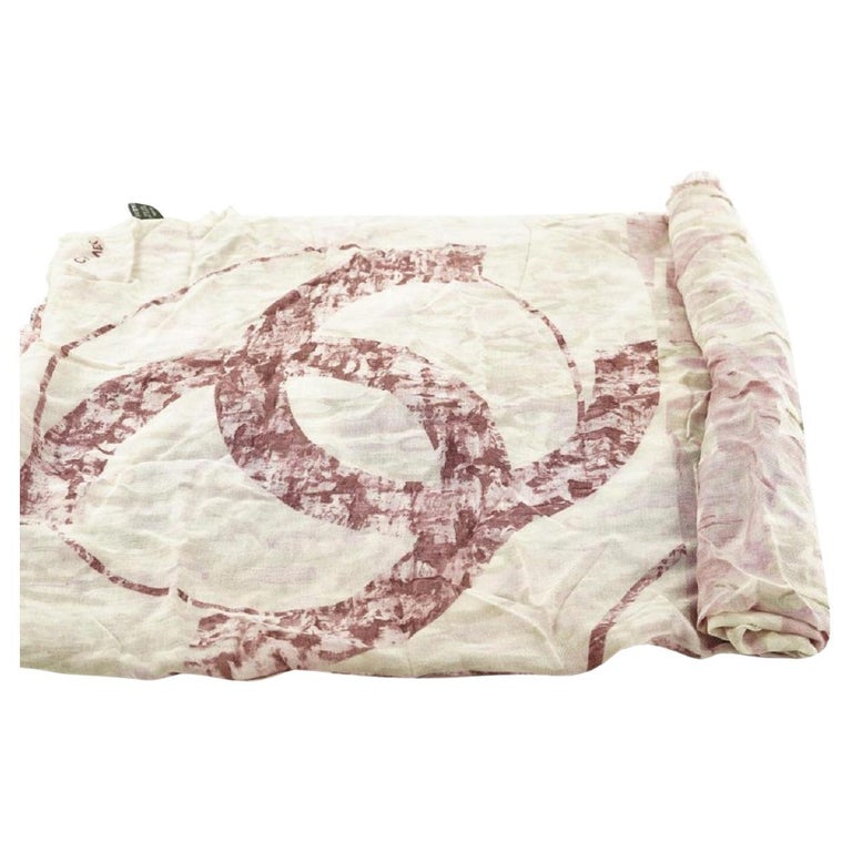 Chanel Sheer Pink Silk Scarf For Sale at 1stDibs