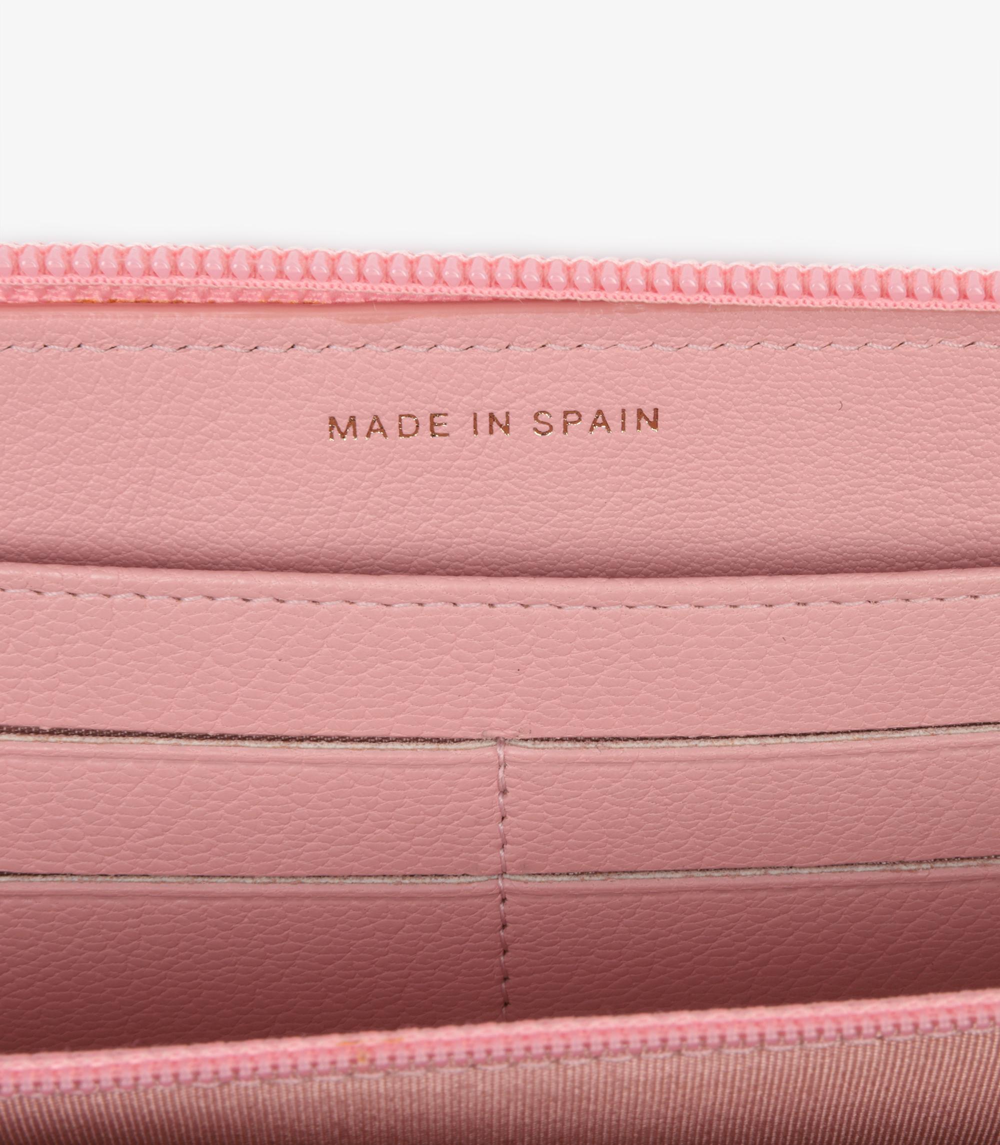 Women's or Men's Chanel Pink Goatskin Leather Timeless Long Wallet For Sale