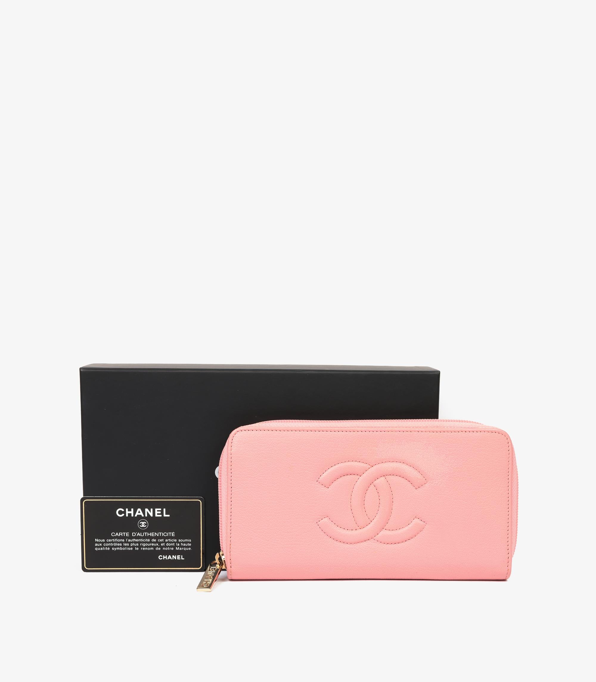 Chanel Pink Goatskin Leather Timeless Long Wallet For Sale 3