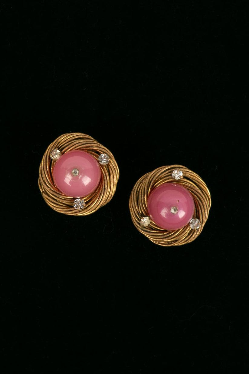 chanel pink stud earrings