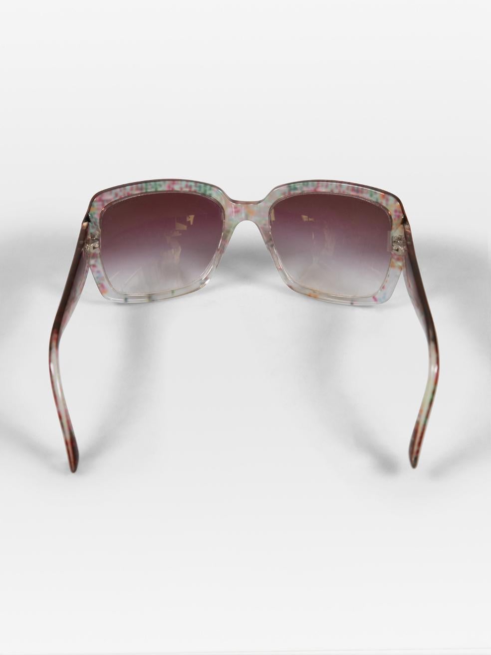 Gray Chanel Pink & Green Oversized Square Sunglasses For Sale