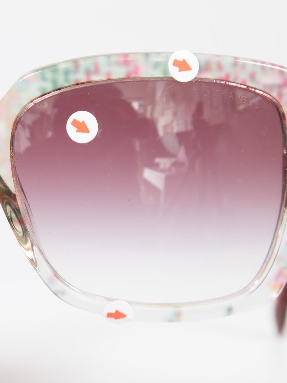 Chanel Pink & Green Oversized Square Sunglasses For Sale 1