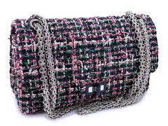 Chanel Pink Green Tweed 225 2.55 Reissue Flap Bag SHW 68554